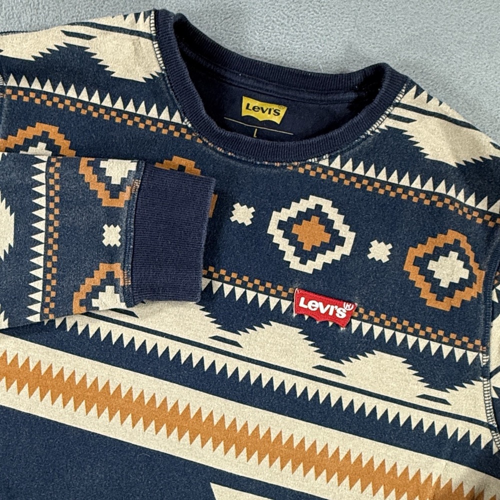 Levi's Aztec Large Long‎ Sleeve Crewneck Sweatshirt Blue/Yellow/Brown